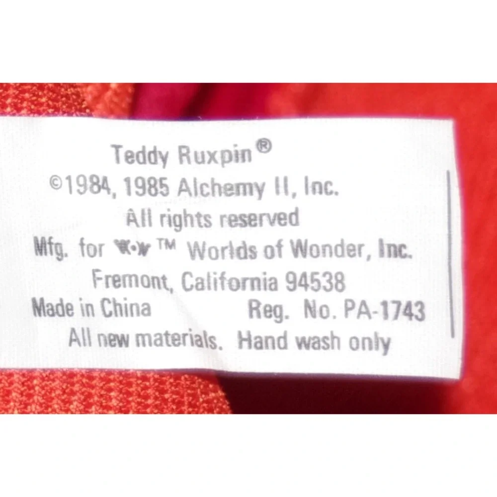 Vintage 1986 TEDDY RUXPIN Clothing Sleeping Outfit Orange Robe‎ Coat